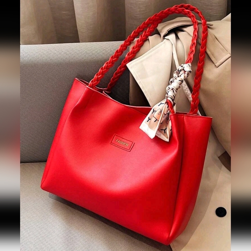 Women's Versatile Solid Color Handbag, Malist PU Leather Large Capacity Shoulder